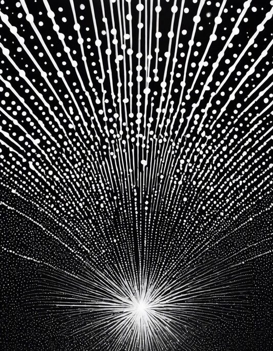 Image - Black and white, cosmic pointillism, bursts of light, Fields - 381259874