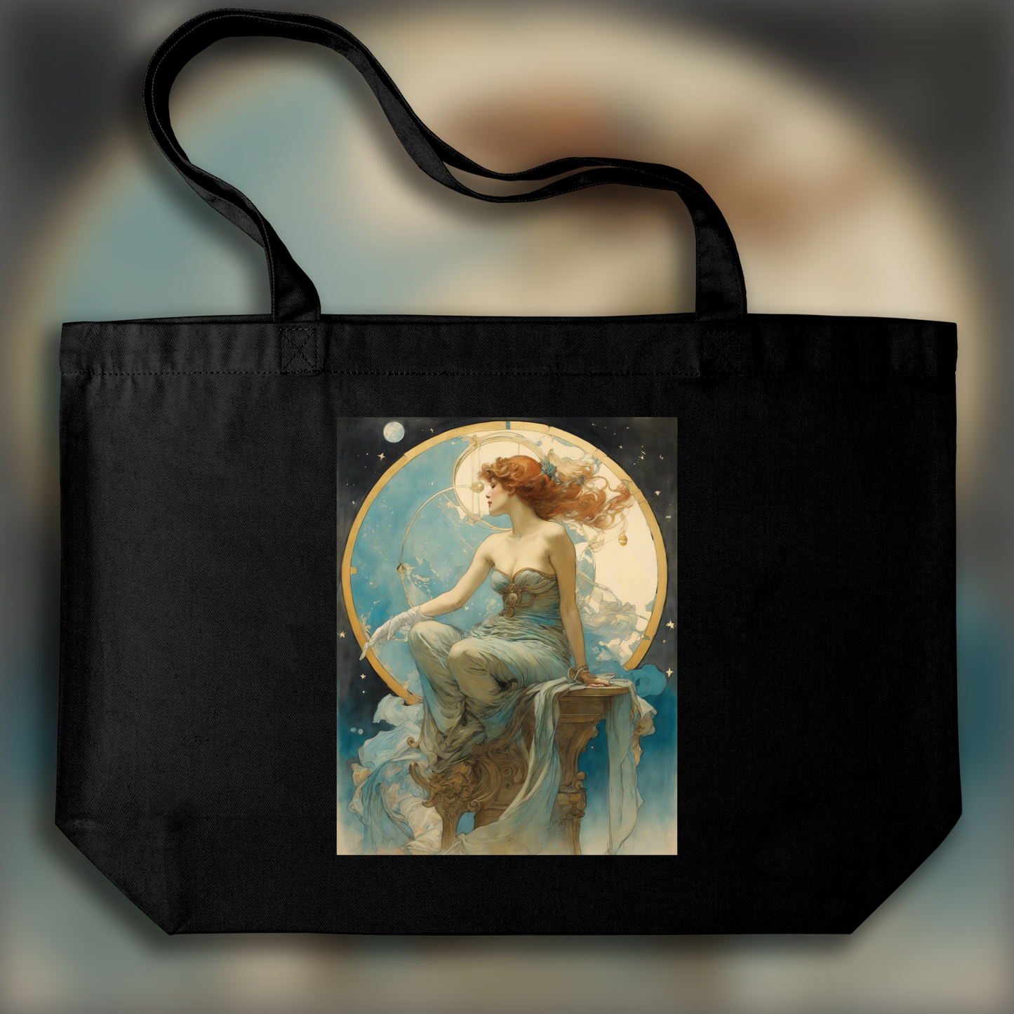 Tote bag - Provocative Baudelairean scene, eroticism and macabre symbolism, Astrology, Aquarius sign - 2310600653