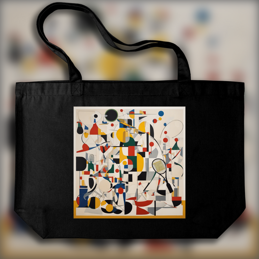 Tote bag - Lignes et figures géométriques aux formes flottantes, art abstrait ludique, tennis - 2776345056