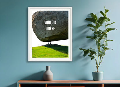 Poster with wood frame: Willing liberates, Nietzsche