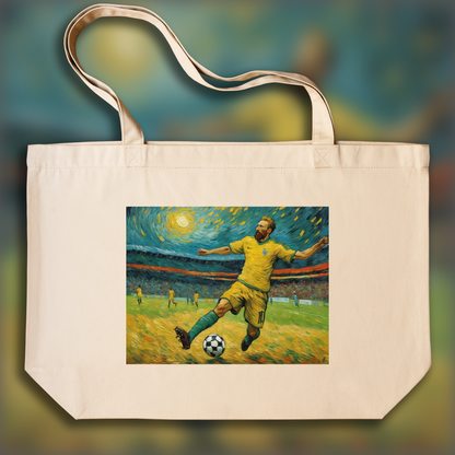 Tote bag - Painting capturing the passionate turbulence of nature and human emotion, Soccer - 3332079756