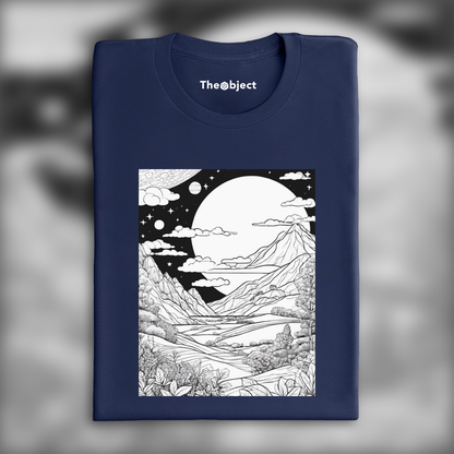 T-Shirt - Drawing for coloring, a comet flies towards the earth - 2665634860