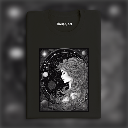 T-Shirt - Constellations beautiful drawing, black background, Astrology, a maiden - 3445844849