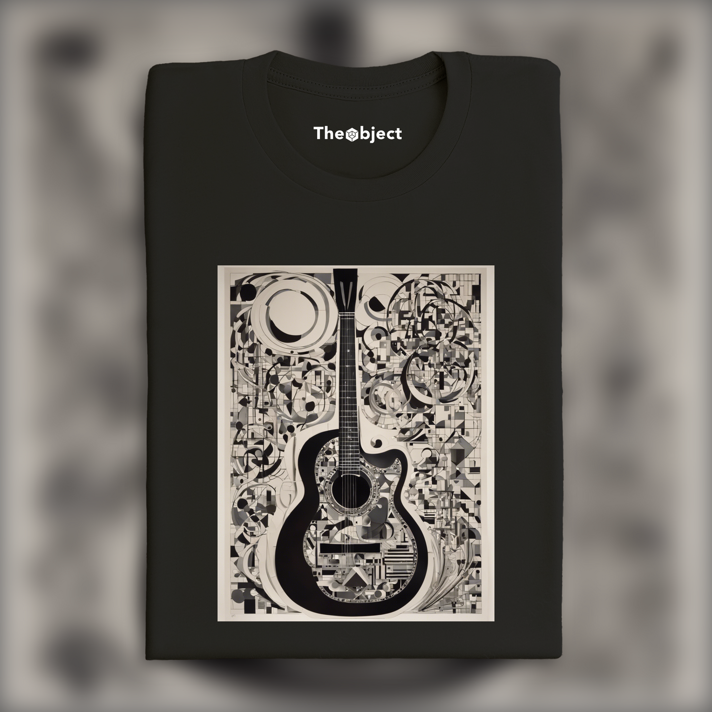 T-Shirt - Lignes et figures géométriques aux formes flottantes, art abstrait ludique, Guitare - 2251905316