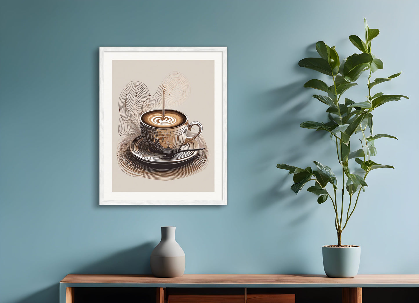 Poster with wood frame: Algorithmic art, Coffee