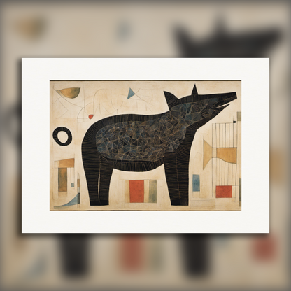 Poster - Abstract compositions with fanciful shapes, a black animal - 2589581939