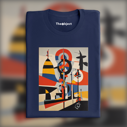 T-Shirt - Lines and geometric figures with floating shapes, playful abstract art, Canoe - 2820364785