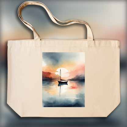 Tote bag - Abstract watercolor on color gradients, Boat - 4026750776