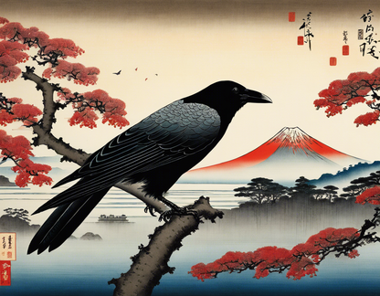 Poster - Poetic ukiyo-e views, fleeting moments, Crow - 3260586941