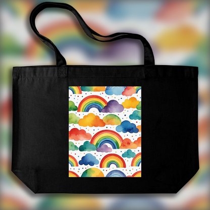 Tote bag - Childish watercolor, rainbow on white background - 818837527