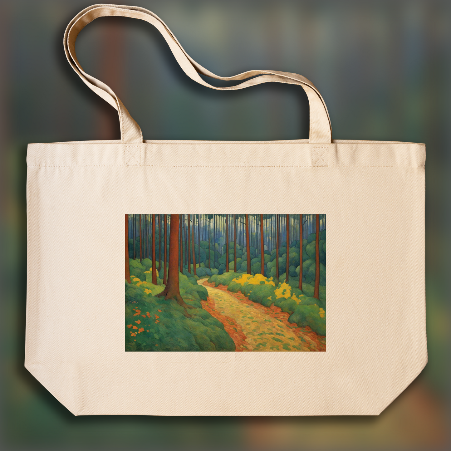 Tote bag - Symbolism with bright colors and simplified shapes, Forest - 3025043639