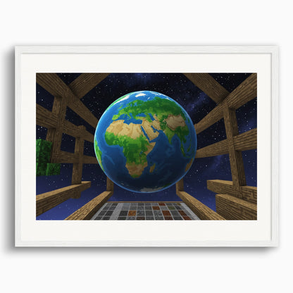 Poster: Minecraft, the globe in space