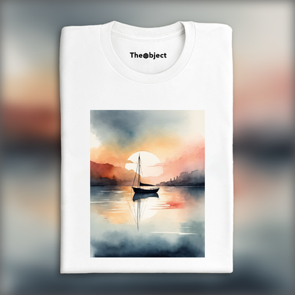 T-Shirt - Aquarelle abstraite sur dégradés de couleurs, Bateau - 4026750776