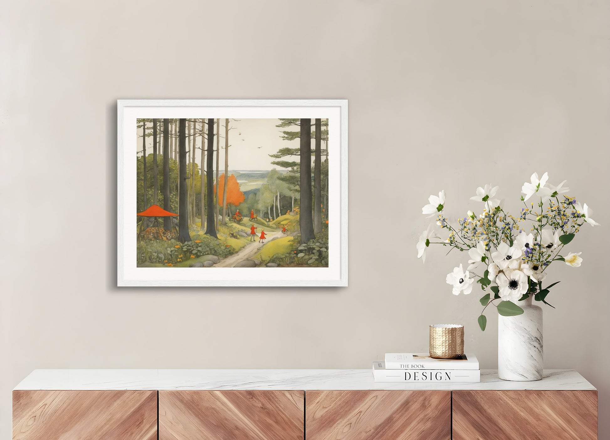 Poster with wood frame: Elsa Beskow, Forest