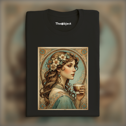 T-Shirt - Enchanting fusion of ornate lines and flowing shapes, Coffee - 2449048799