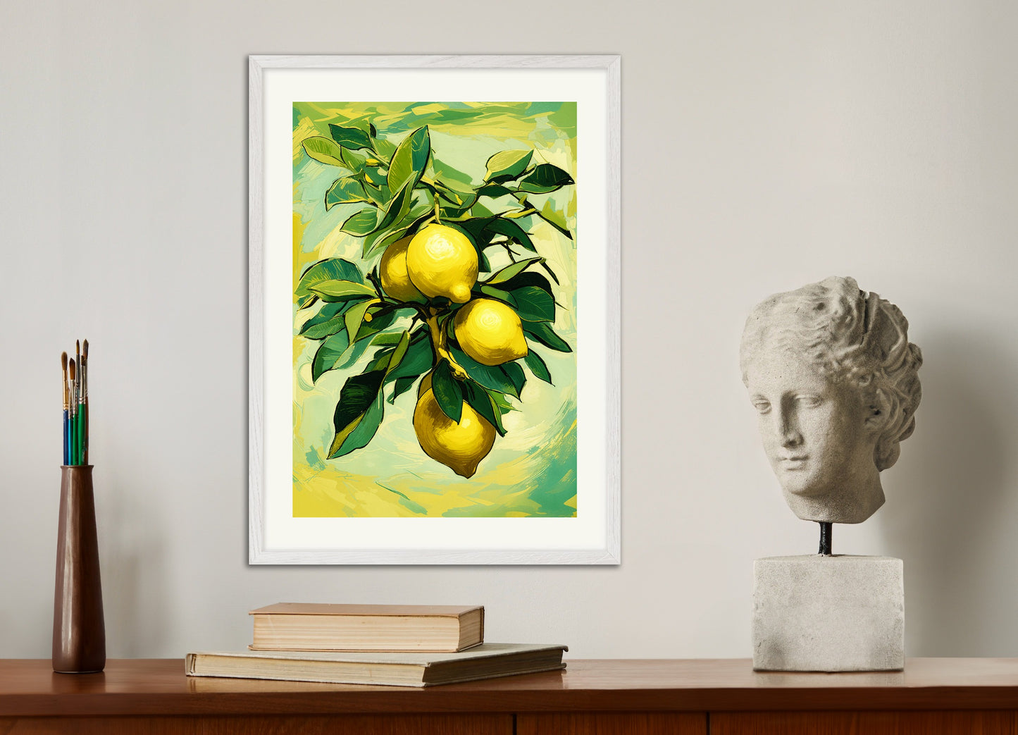 Poster with white wood frame: Lemons of Sorrento