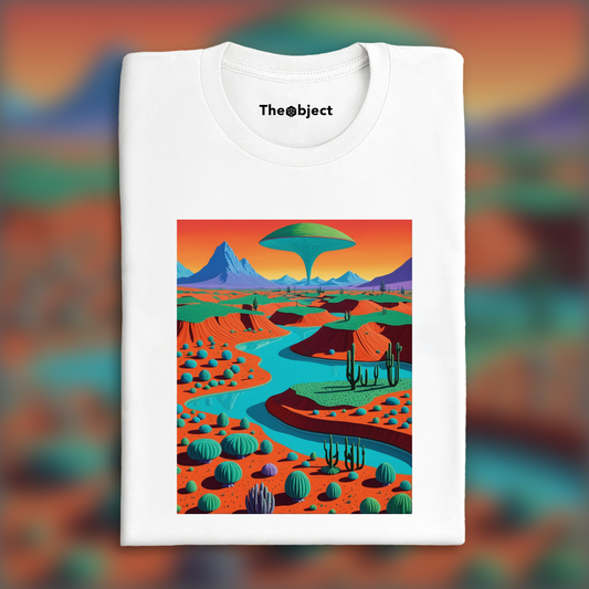 T-Shirt - American solar work blending pop art and hyperrealism, Exoplanet landscape - 2545043940