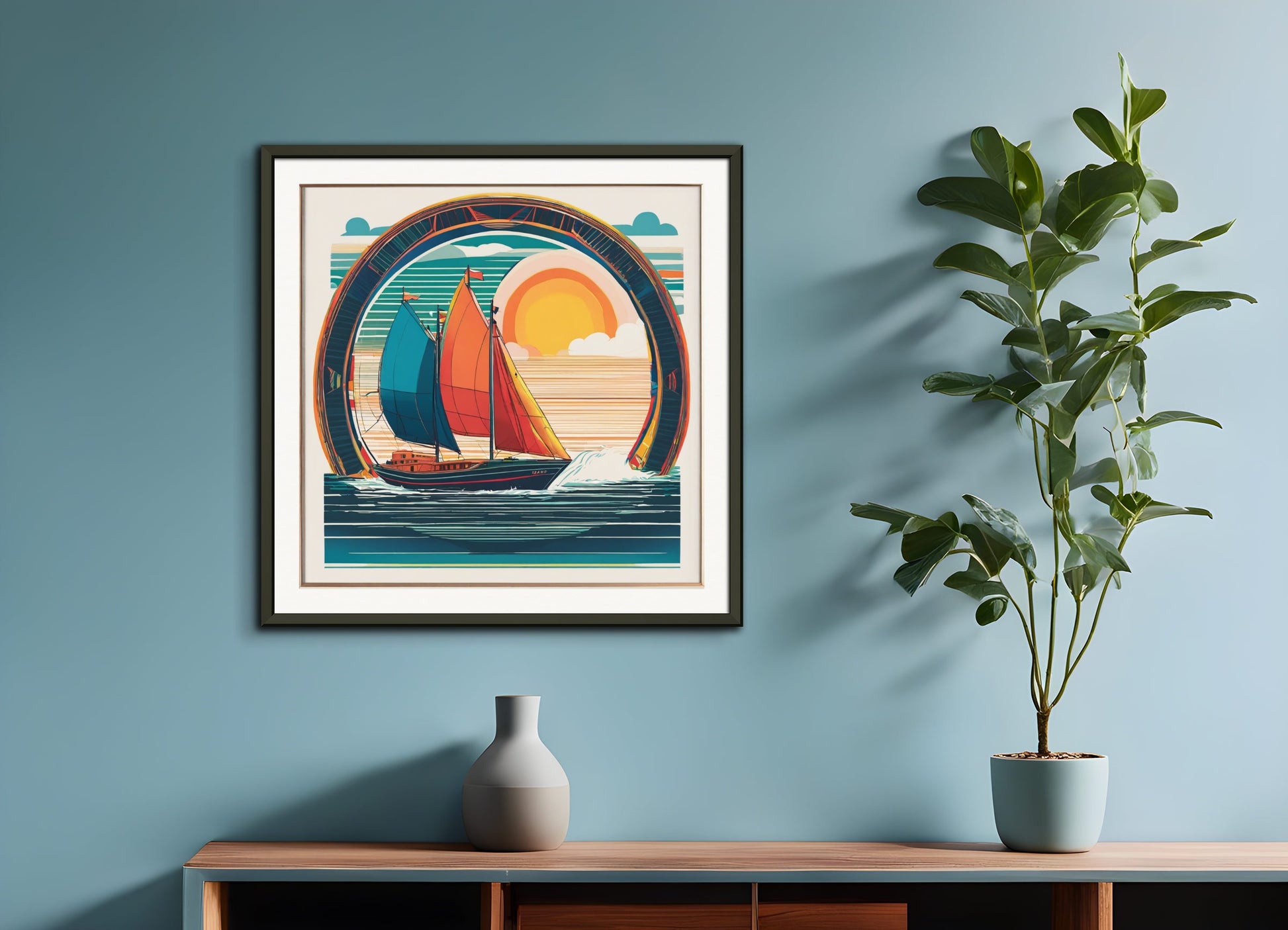 Poster with metal frame: , Boat