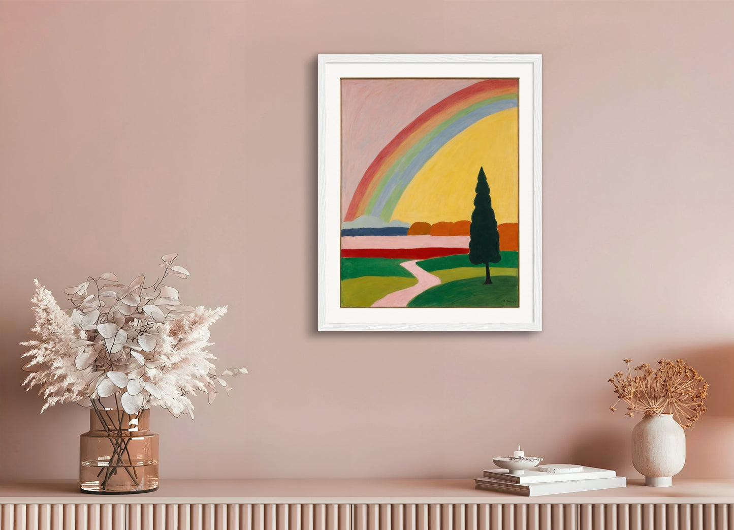 Poster with wood frame: American intimate figurative, abstract trend, Rainbow