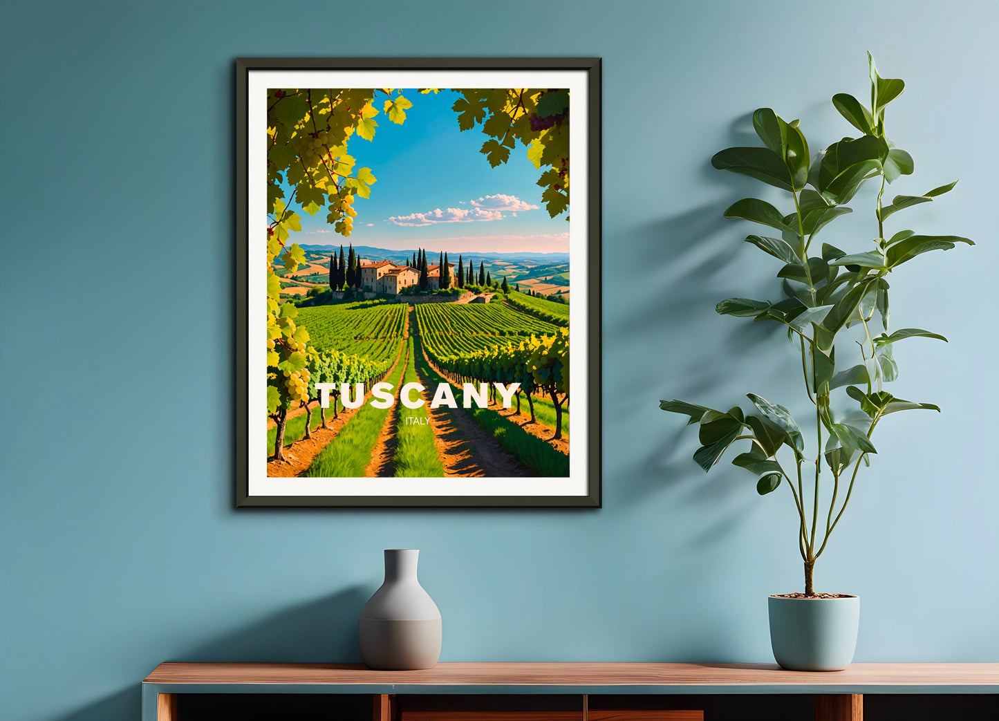 Poster with metal frame: Vineyard in Tuscany