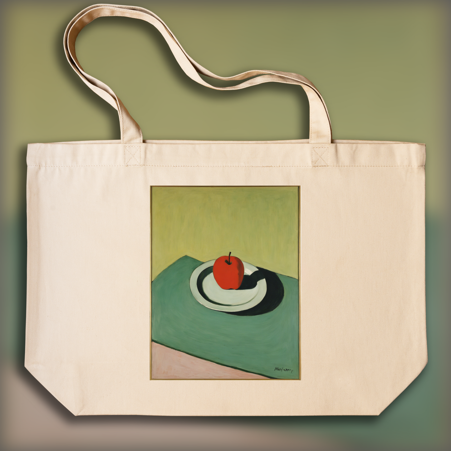 Tote bag - Figuratif intimiste américain, tendance abstraite, Pomme - 1868741647