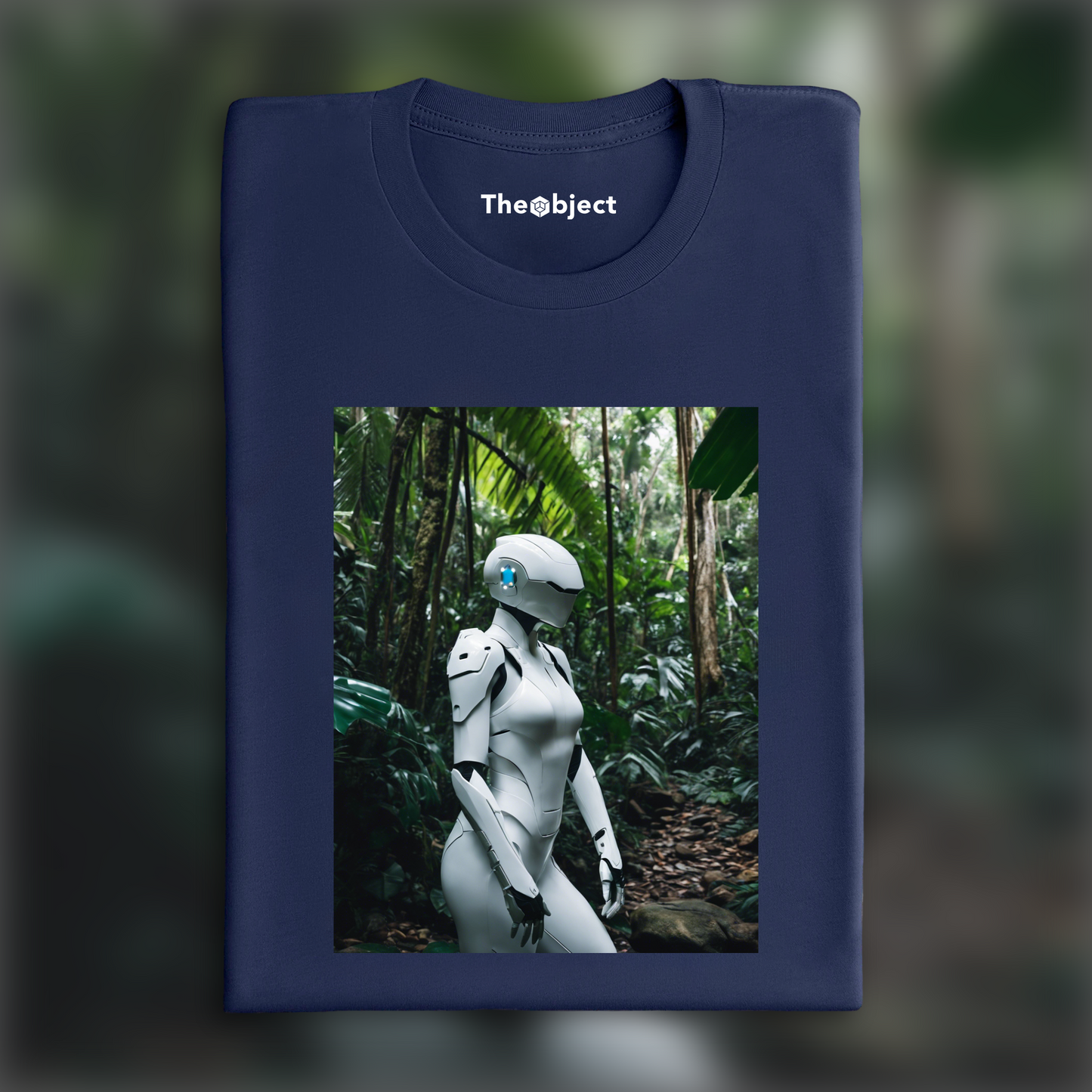 T-Shirt - Realistic photography, a white ghost in the shell cyborg in the Seychelles jungle - 2792670358