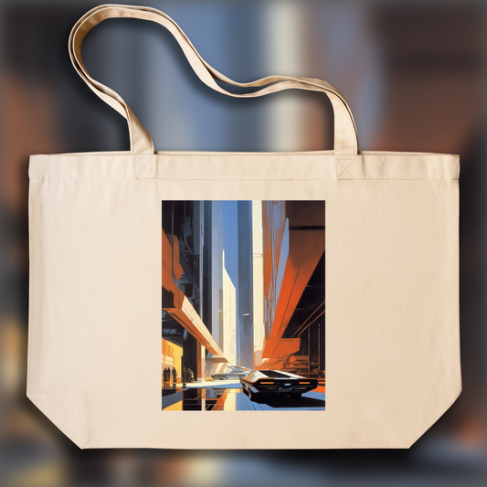 Tote bag - Design industriel américain futuriste, Brutalist architecture, city - 1808224320