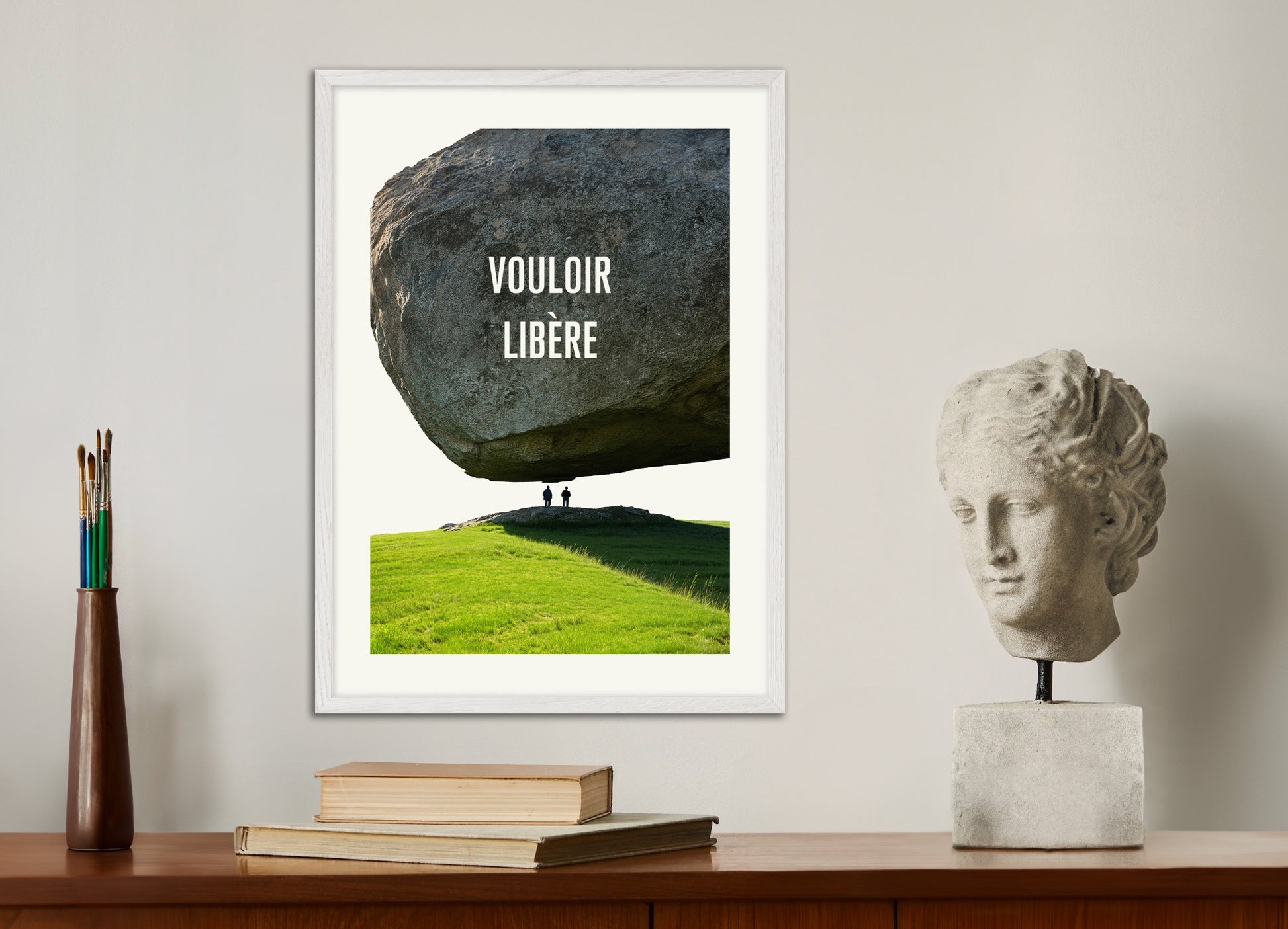 Poster with wood frame: Willing liberates, Nietzsche