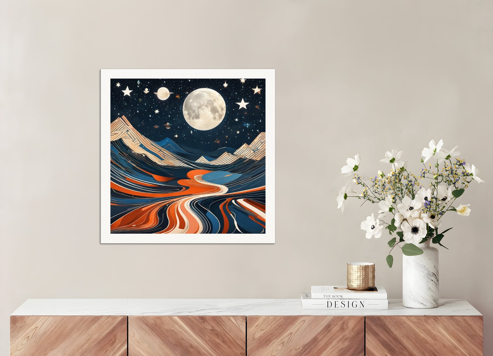 Poster: Futurism, Moon and starry sky