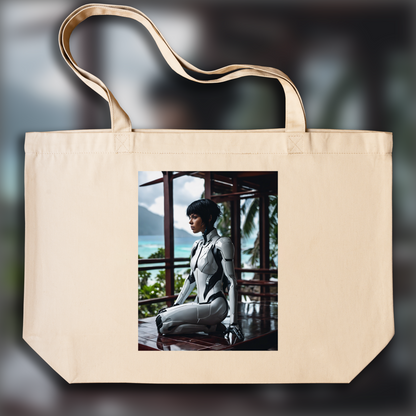 Tote bag - Photographie réaliste, Ghost in the shell cyborg, in the Seychelles - 3872038776