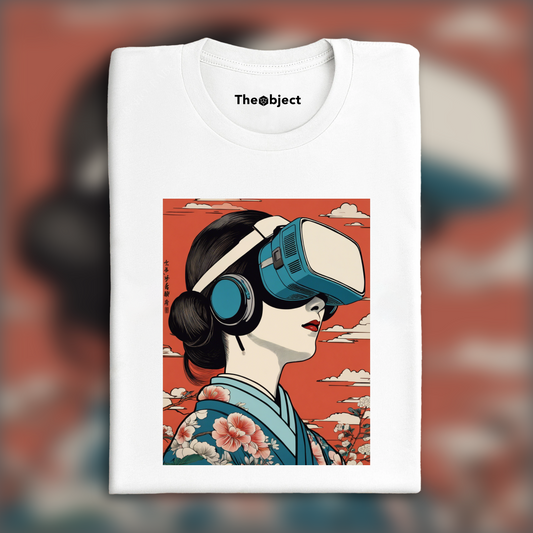 T-Shirt - Poetic ukiyo-e views, fleeting moments, close up of a women with a virtual reality headset - 146381944