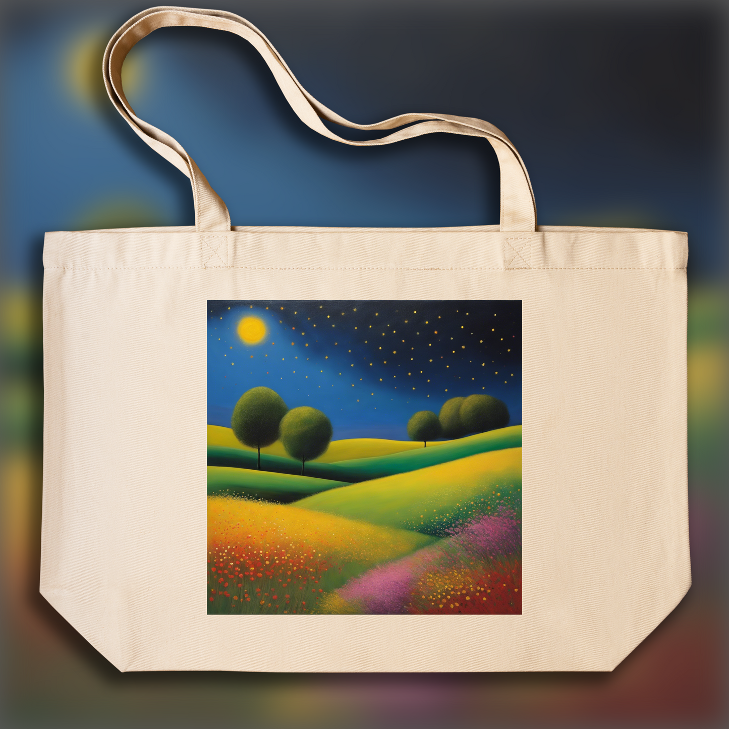 Tote bag - Peinture écossaise d'expressionnisme abstrait, Fleur - 3656662608