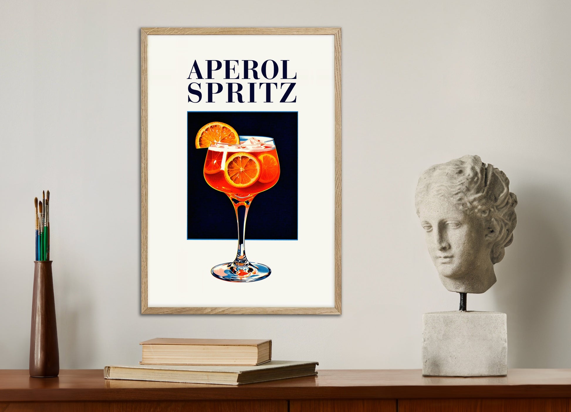 Poster with natural wood frame: Aperol Spritz, vintage art print