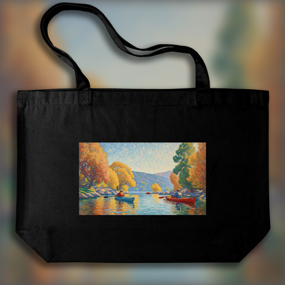 Tote bag - Pointillisme français minutieux et harmonie de couleurs, Kayak - 2732408707