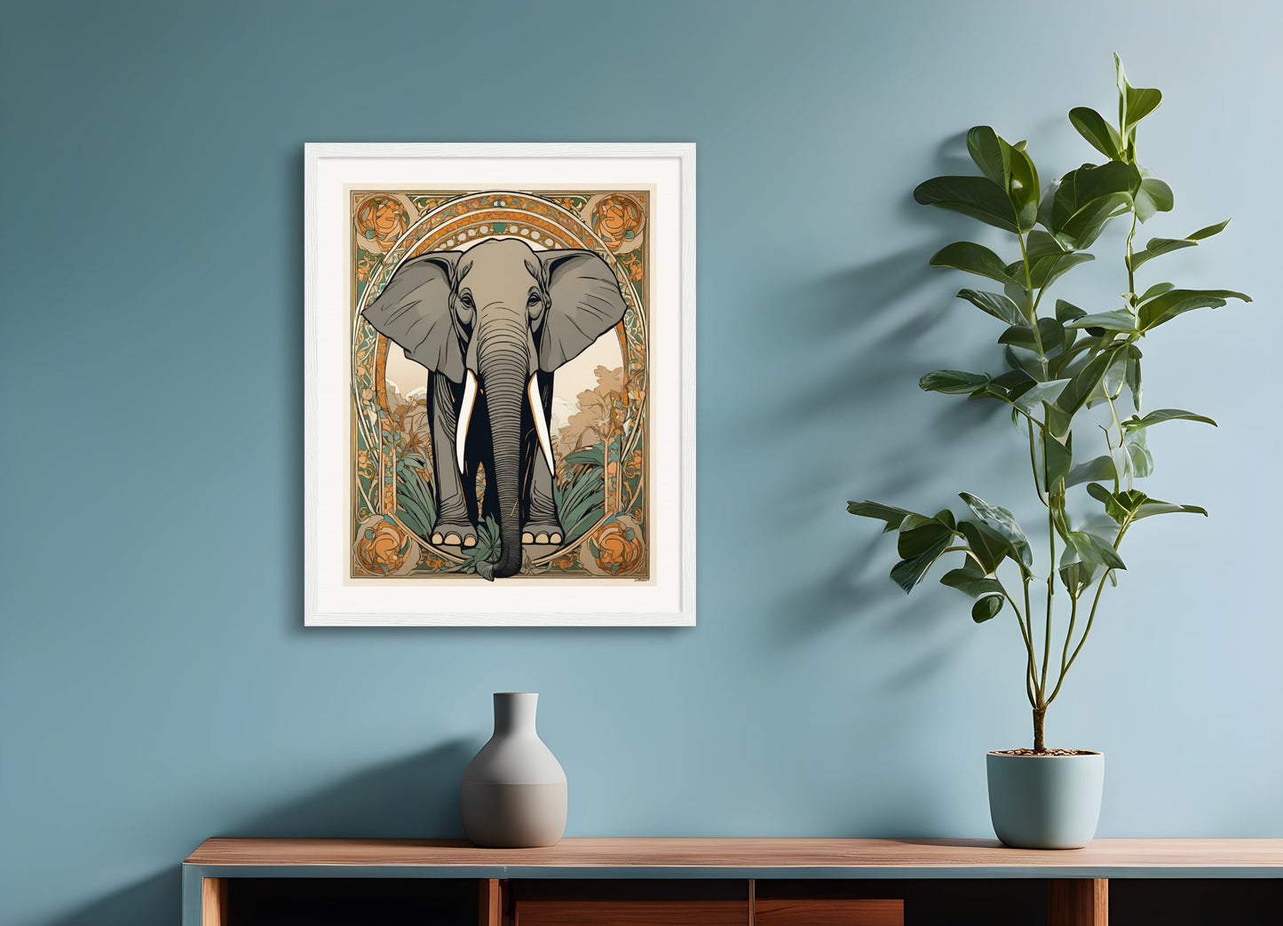 Poster with wood frame: , Elephant