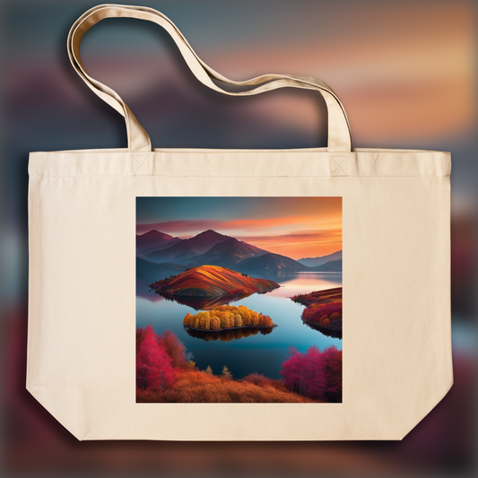 Tote bag - Colorful and abstract images, capturing geometric compositions in landscapes, Lake - 3522762627