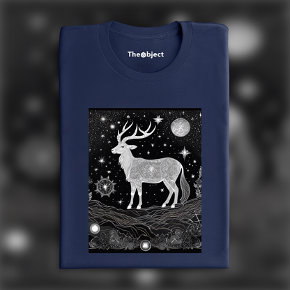 T-Shirt - Constellations beautiful drawing, black background, astrology, capricorn sign - 3486642870