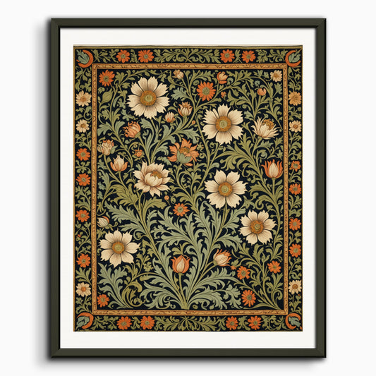 Poster: Motifs, floral decoration of 19th century English crafts, tapestry