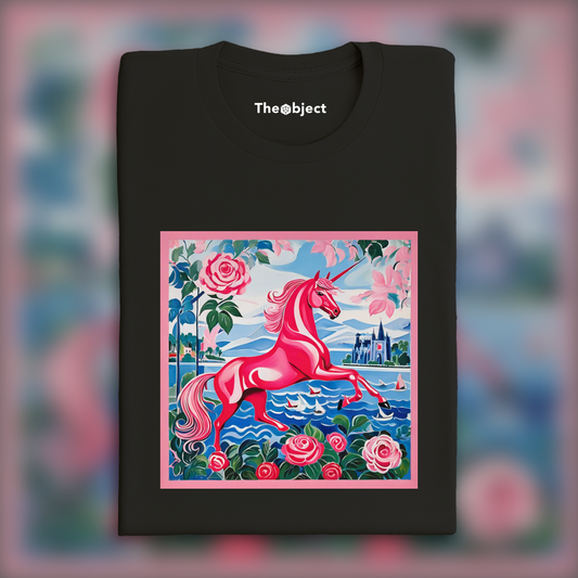 T-Shirt - Scène lumineuse et joyeuse, motifs ludiques, Licorne rose - 817095620