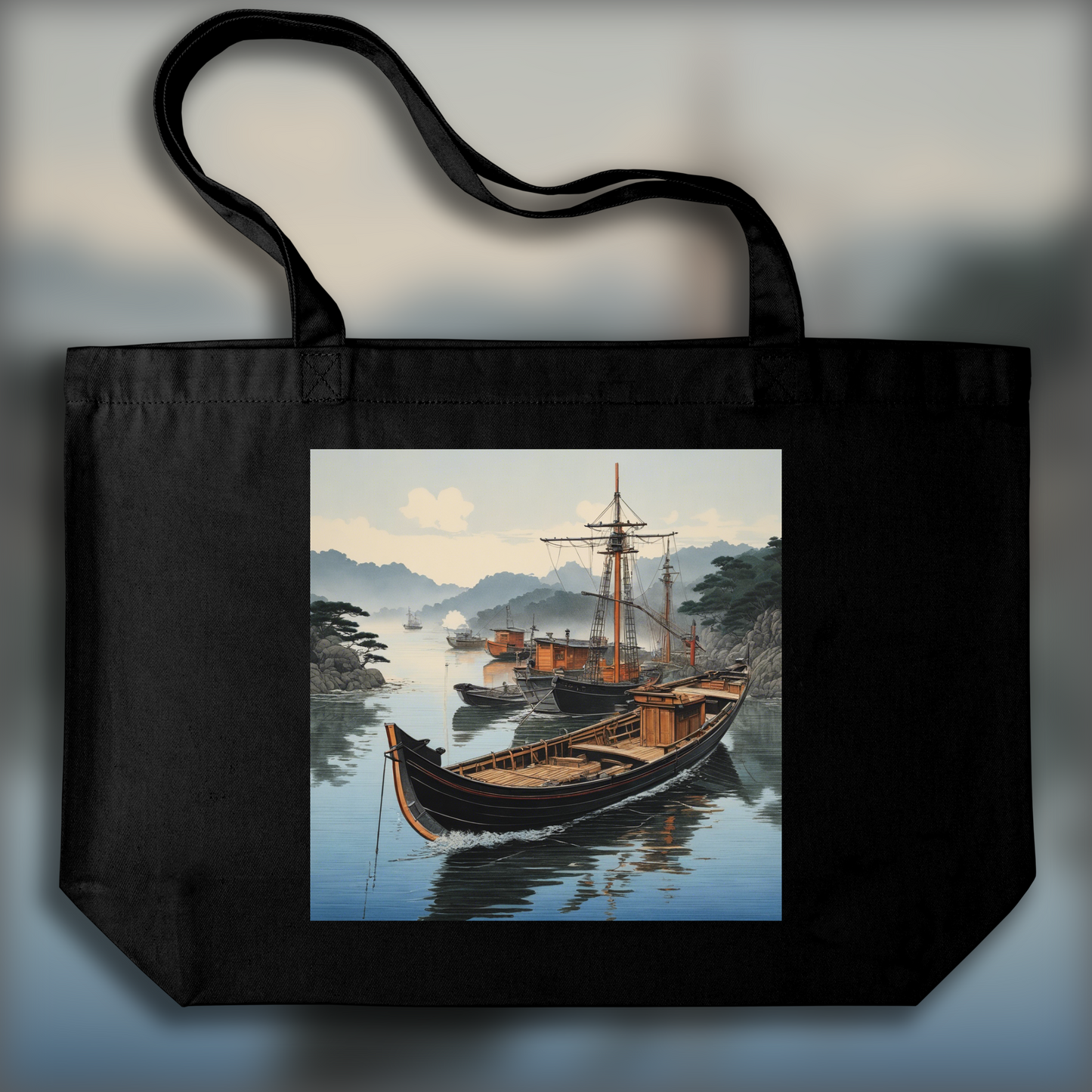 Tote bag - Estampes japonaises à la beauté délicate, Bateau - 1154687676