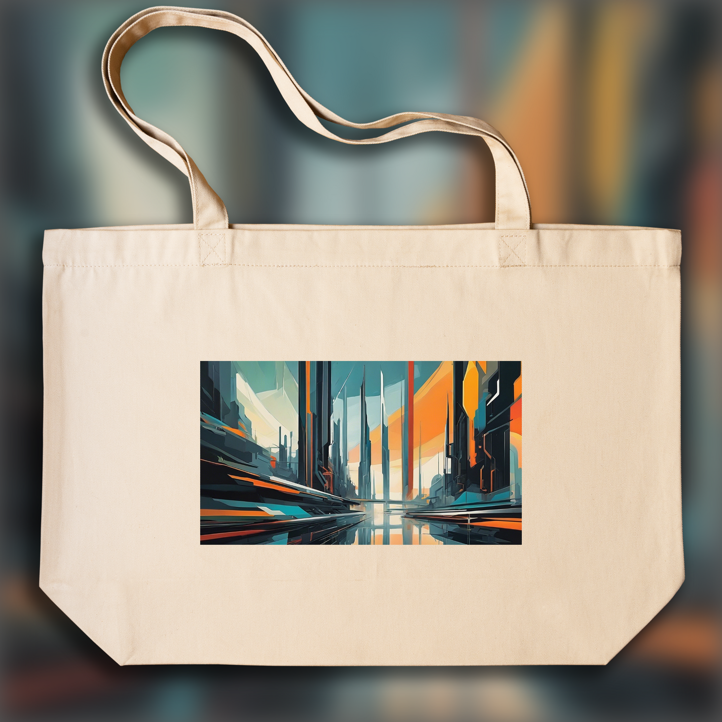 Tote bag - Lyrical abstraction, Futuristic city - 1194183994