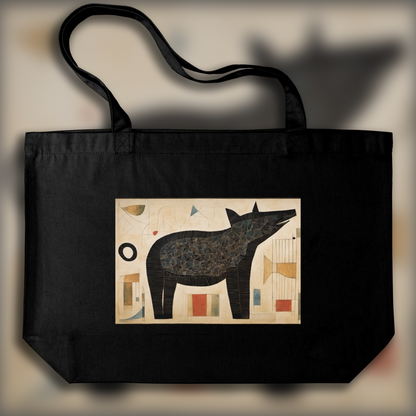 Tote bag - Abstract compositions with fanciful shapes, a black animal - 2589581939