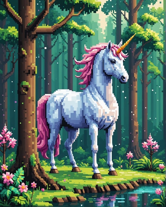 Image - Pixel art, Unicorn in the magical forest - 1380039329