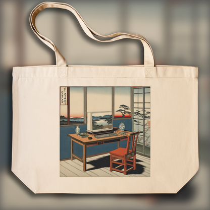 Tote bag - Poetic ukiyo-e views, fleeting moments, a computer on a table - 326776280