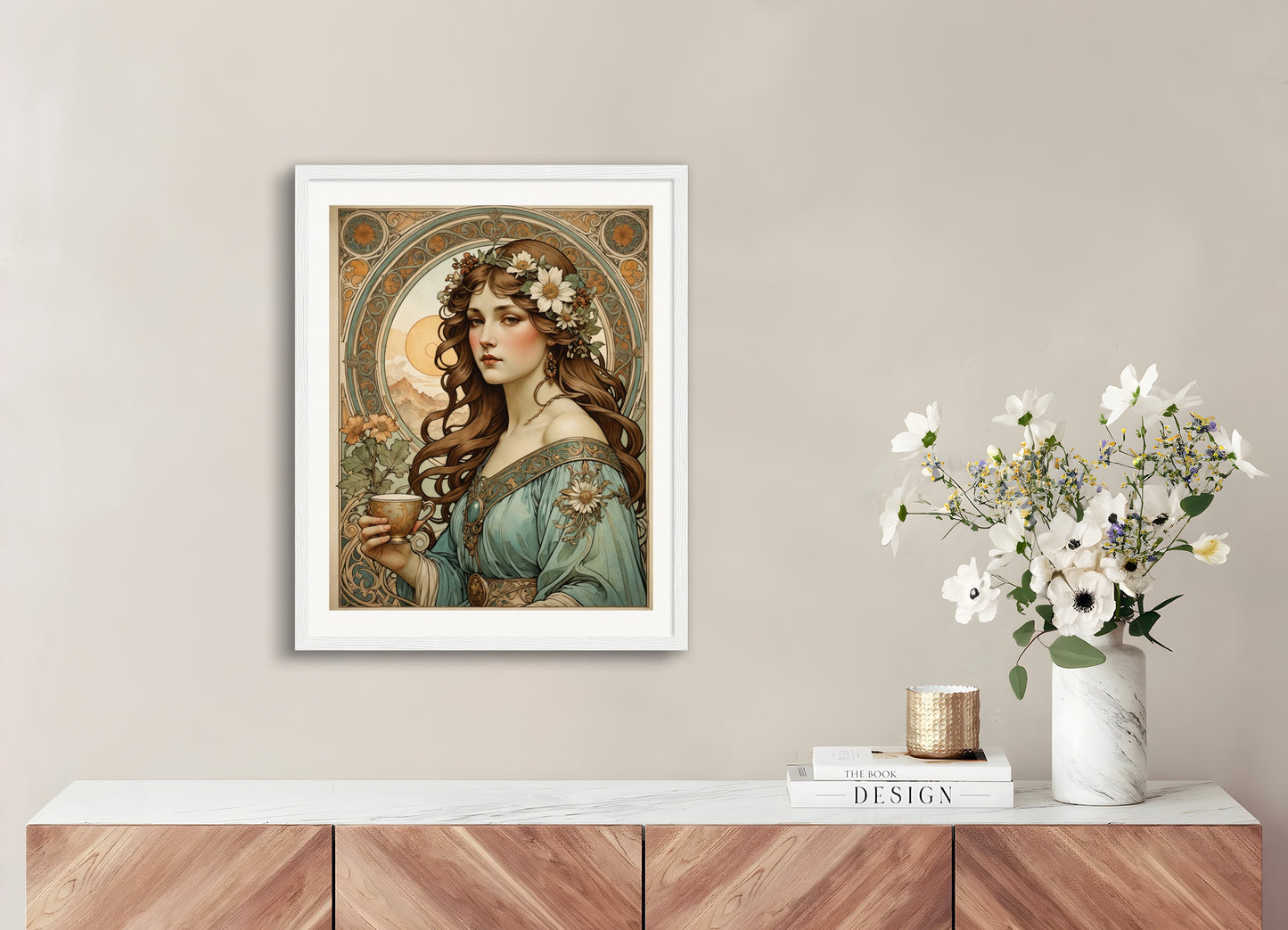 Poster with wood frame: Mucha, Coffee