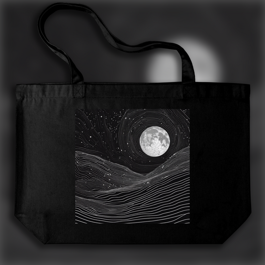 Tote bag - Topographic lines on cosmic background, Coffee - 4082614746