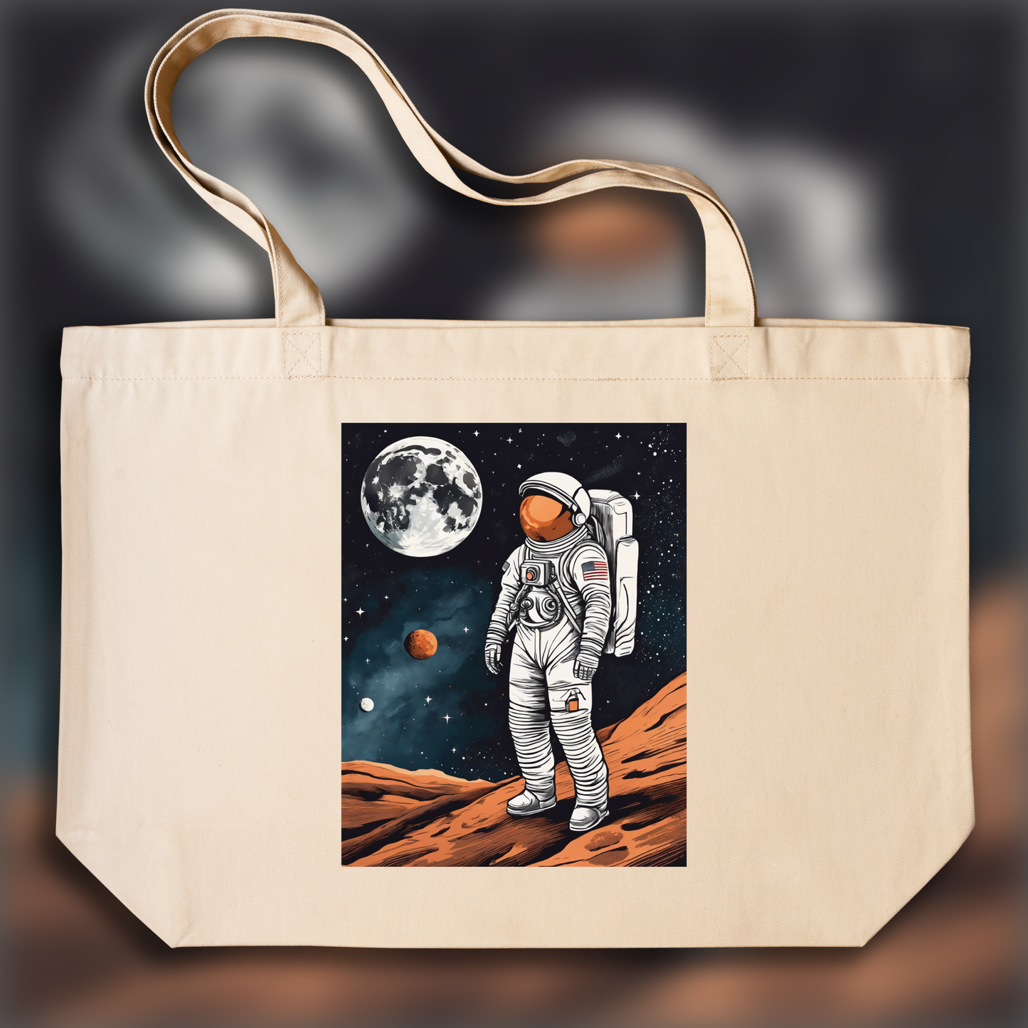 Tote bag - Illustration épurée américaine, moderne et nerveuse, Astro - 3648913161