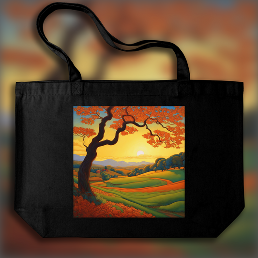 Tote bag - Compositions symbolistes mystiques aux couleurs vives, Champs - 3294924238