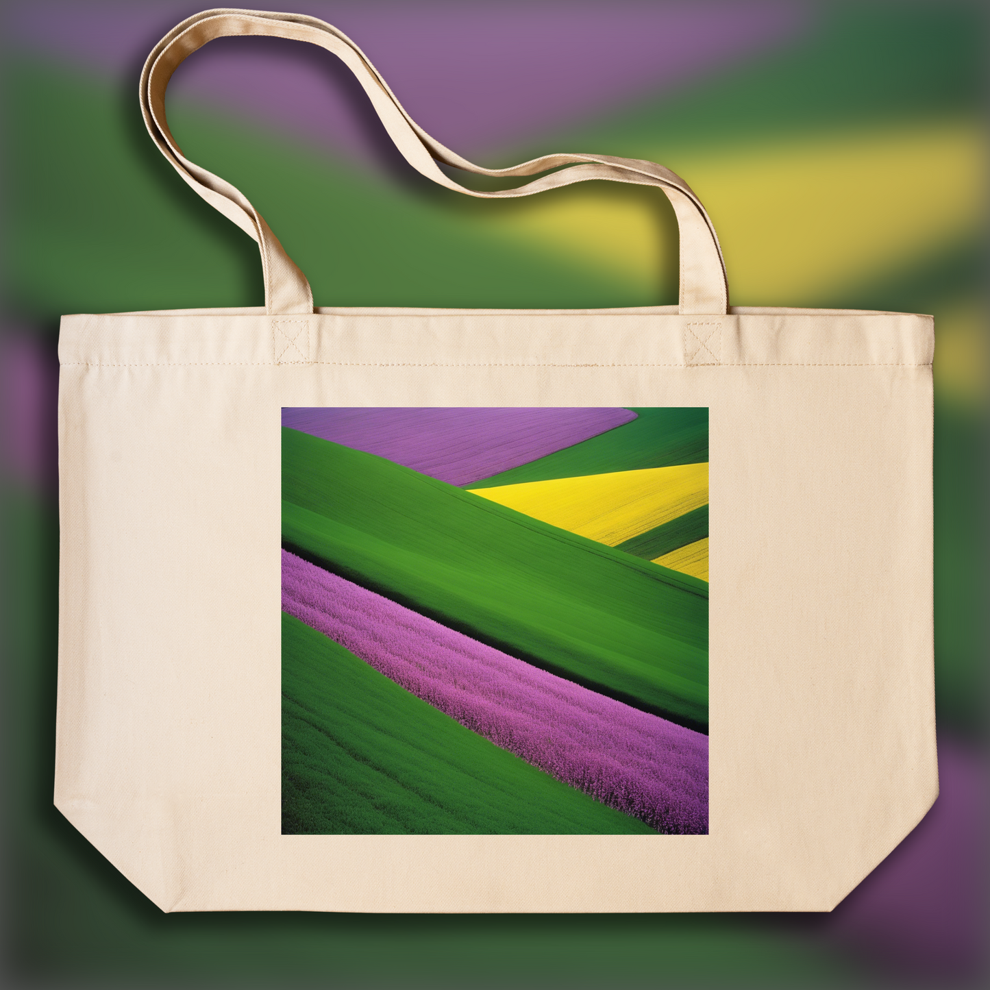 Tote bag - Abstractions, compositions géométriques dans les paysages, Lavande - 2922771211