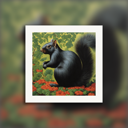 Poster - Belgian surrealism, a black squirrel - 854279793